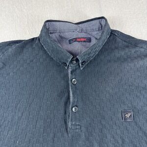 Mondo Polo Mens 3XL Black Check Short Sleeve Golf Shirt Preppy Stretch Casual